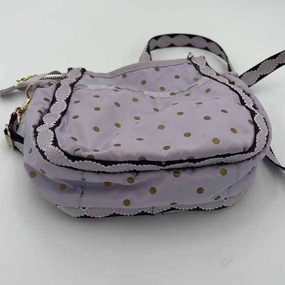 LeSportsac x Ladurée Polka Dot Crossbody Shoulder Bag Purple Gold Rare - Picture 7 of 7